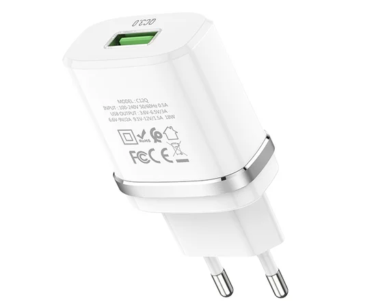 СЗУ Hoco C12Q Smart QC3.0 (1USB/3A) Белый