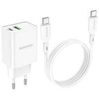 СЗУ Borofone BA69A Resource PD20W+QC3.0 (Type-C to Type-C) White