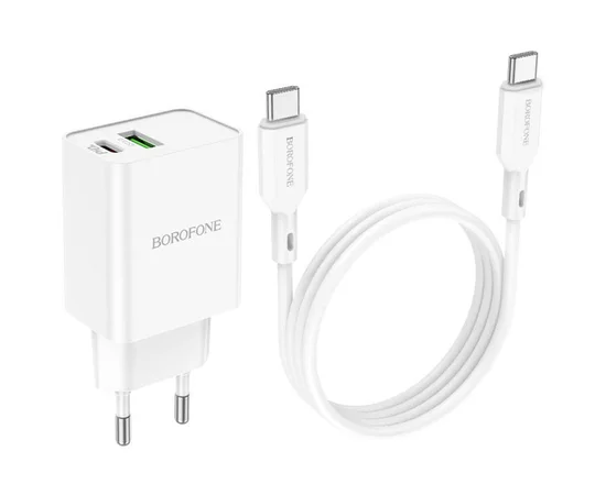 СЗУ Borofone BA69A Resource PD20W+QC3.0 (Type-C to Type-C) White