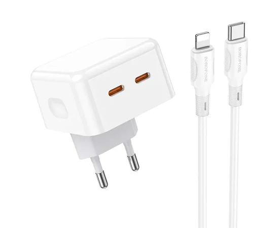 СЗУ Borofone BA76A Source PD35W (2Type-C) + Type-C to Lightning White