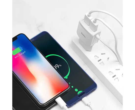 СЗУ Hoco C59A (2USB/2.4A) + microUSB Белый