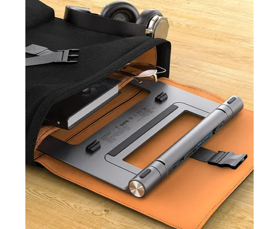 Подставка для ноутбука + HUB Acefast E5 PLUS USB-C Space Gray