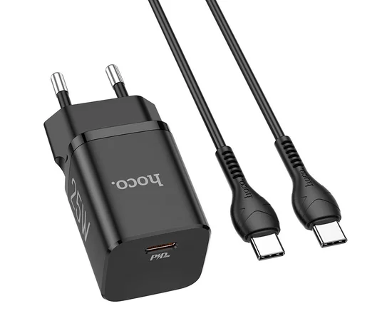 СЗУ HOCO N19 Rigorous PD25W 1Type-C + cable Type-C to Type-C Черный