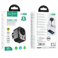 СЗУ Hoco NS3 Multifunctional PD20W (2USB/1Type-C/1xSocket) Black