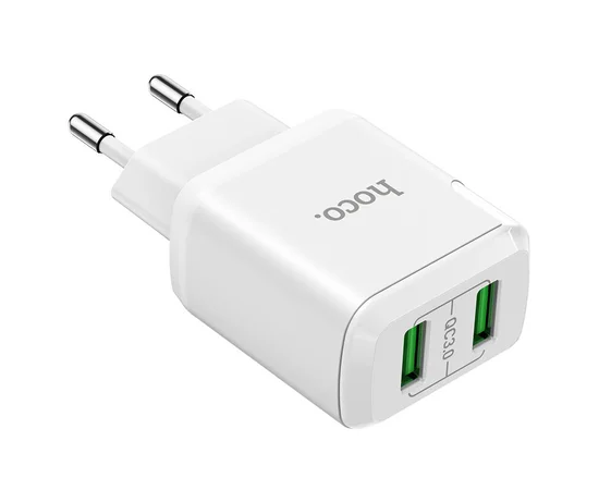 СЗУ HOCO N6 QC3.0 (2USB/3A) + USB - MicroUSB Белый