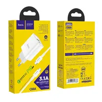 СЗУ HOCO C80A Rapido PD+QC3.0 Type-C + USB + Type-C to Type-C Білий