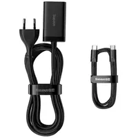 СЗУ Baseus GaN3 Pro 2хType-C+2USB 65W EU (з Cable Type-C to Type-C 100W (20V/5A) 1m) (CCGP04) Black