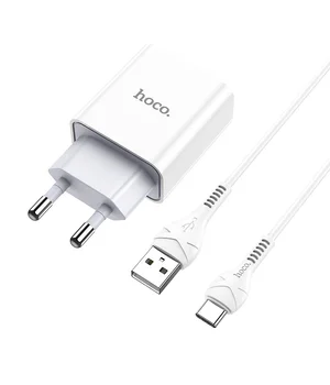 СЗУ HOCO C81A (1USB/2.1A) + Type-C Белый СЗУ HOCO C81A (1USB/2.1A) + Type-C Белый