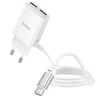 СЗУ HOCO C82A Real power dual port cable charger (for MicroUSB) (EU) Белый