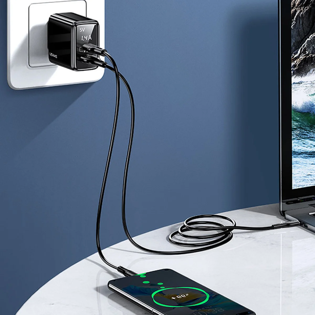 СЗУ Usams US-CC133 T40 QC3.0 + PD 20W Черный