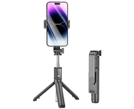 Монопод для селфи Borofone BY11 Happy с треногой + съемный BT пульт Black
