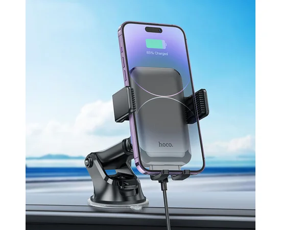 Автодержатель с БЗУ Hoco HW9 Climber Black / Gray