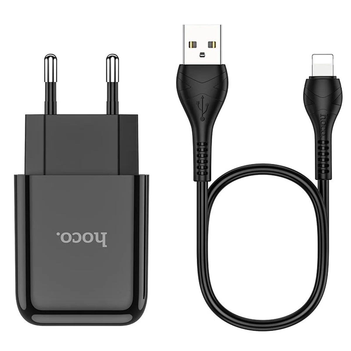 СЗУ HOCO N2 (1USB/2.1A) + USB - Lightning Черный
