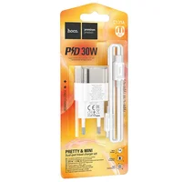 СЗУ Hoco C131A Platium PD30W+QC3.0 + Type-C to Type-C Transparent black