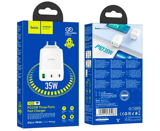 СЗУ Hoco N33 Start PD35W (2C/1A) White