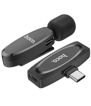Петличный беспроводной микрофон Hoco L15 Crystal Type-C Black