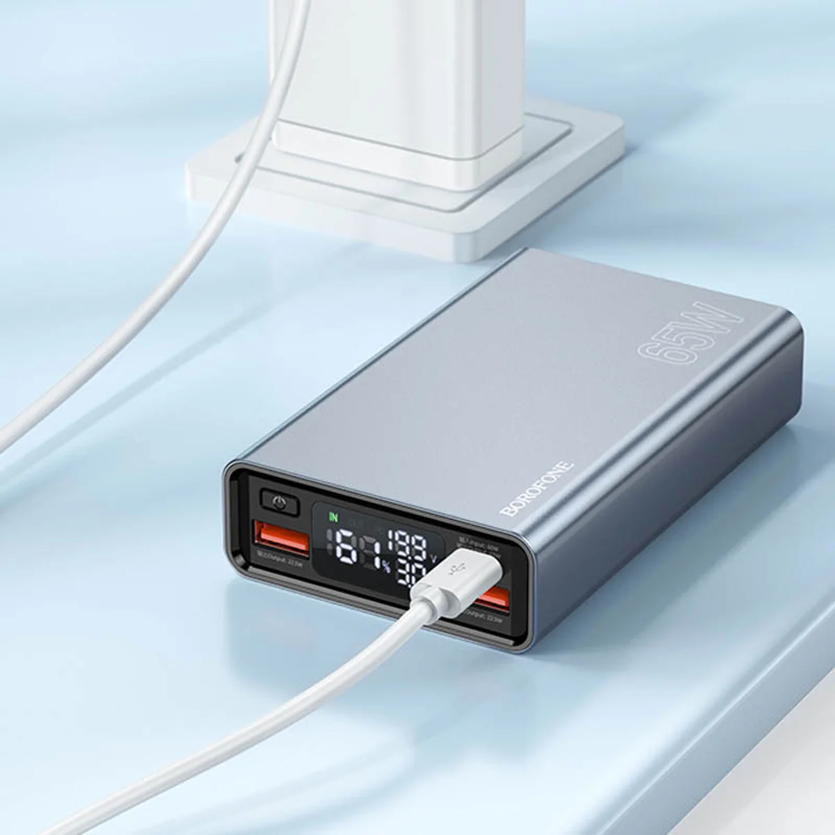 Портативний зарядний пристрій Power Bank BOROFONE BJ40 Happy way 65W 15 000 mAh Metal gray