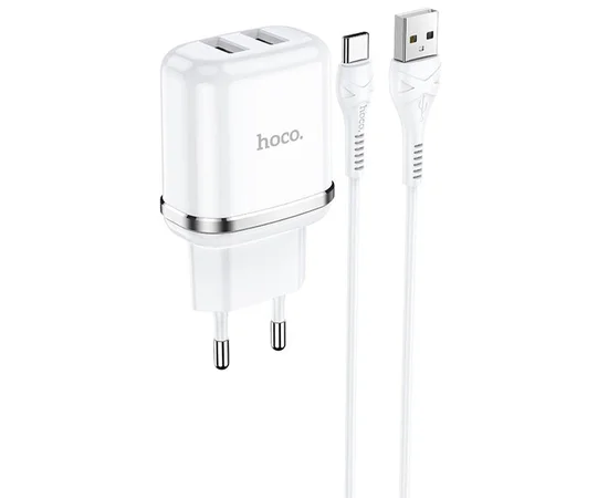 СЗУ Hoco N4 (2USB/2.4A) + Type-C Білий