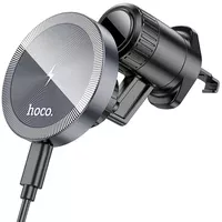 Автоутримувач із БЗУ Hoco HW6 Vision metal magnetic (air outlet) Black / Metal gray