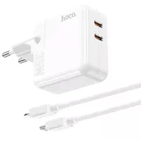 СЗУ Hoco C110A PD 35W+QC3.0 (2 Type-C) + Type-C to Lightning White