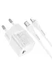 СЗУ HOCO N10 Starter single port PD 20W + Type-C to Lightning Белый