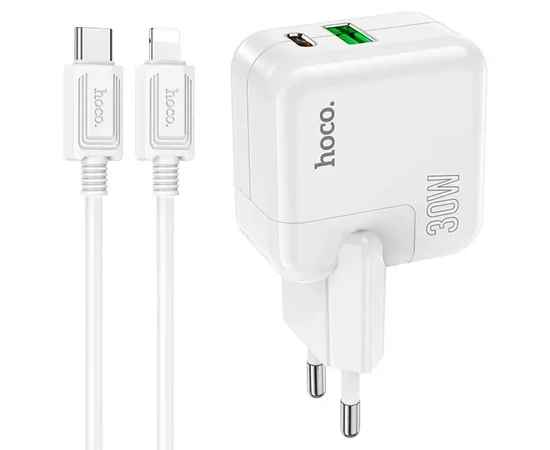 СЗУ Hoco C111A PD 30W+QC3.0 Type-C to Lightning White