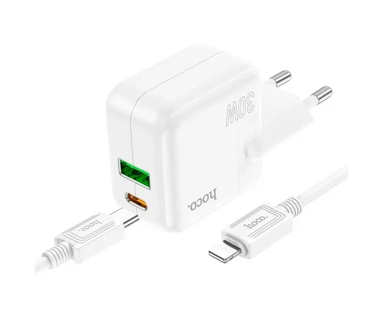 СЗУ Hoco C111A PD 30W+QC3.0 Type-C to Lightning White