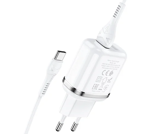 СЗУ Hoco N4 (2USB/2.4A) + Type-C Білий