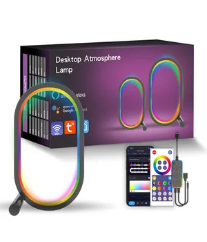 Настільна LED лампа RGB Smart desk oval lamp Bluetooth USB with app Black
