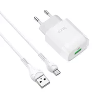СЗУ Hoco C72Q QC3.0 (1USB/2A) + MicroUSB Белый