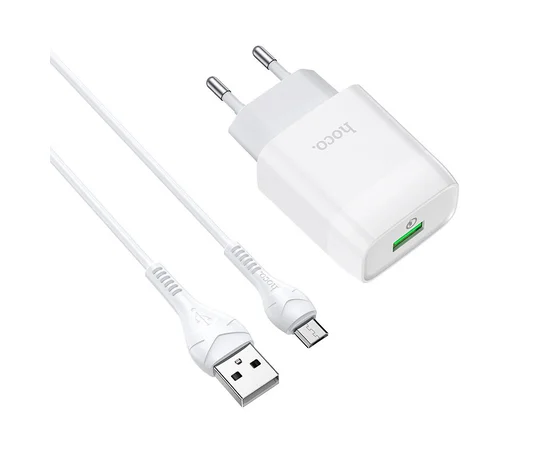 СЗУ Hoco C72Q QC3.0 (1USB/2A) + MicroUSB Белый