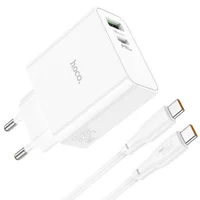 СЗУ Hoco C113A Awesome PD65W (1USB/1Type-C) + Type-C to Type-C White