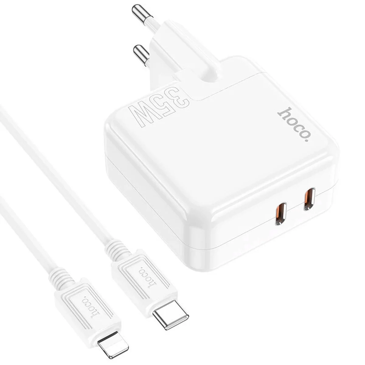 СЗУ Hoco C110A PD 35W+QC3.0 (2 Type-C) + Type-C to Lightning White