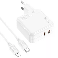 СЗУ Hoco C110A PD 35W+QC3.0 (2 Type-C) + Type-C to Lightning White