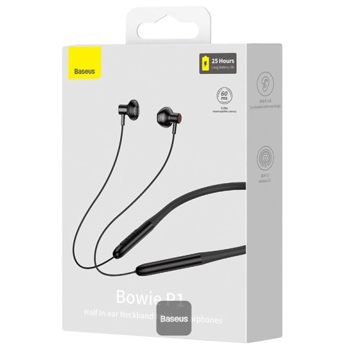 Бездротові навушники Baseus Bowie P1 Half In-ear Neckband Wireless Earphones (NGPB000) Black