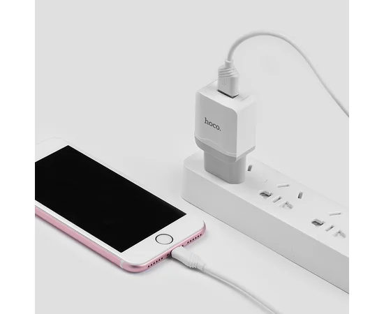 СЗУ Hoco C22A USB Charger 2.4A (+ кабель Lightning) Белый