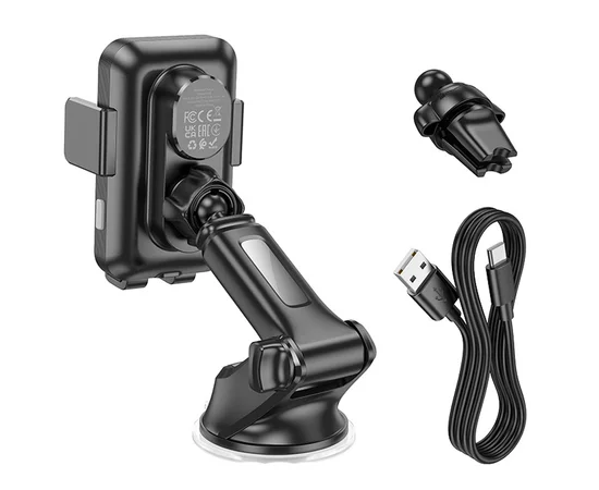 Автодержатель с БЗУ Hoco HW9 Climber Black / Gray