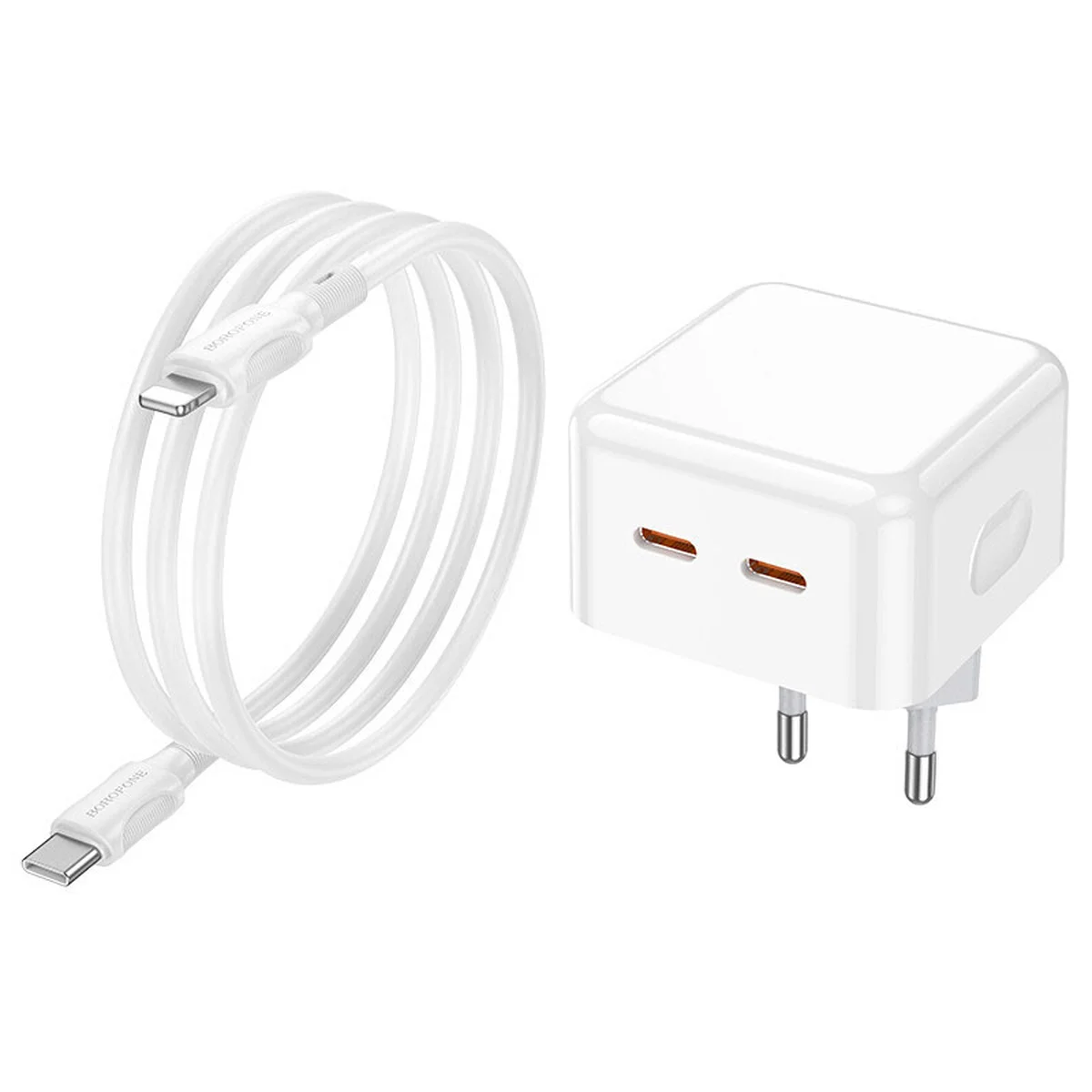 СЗУ Borofone BA76A Source PD35W (2Type-C) + Type-C to Lightning White