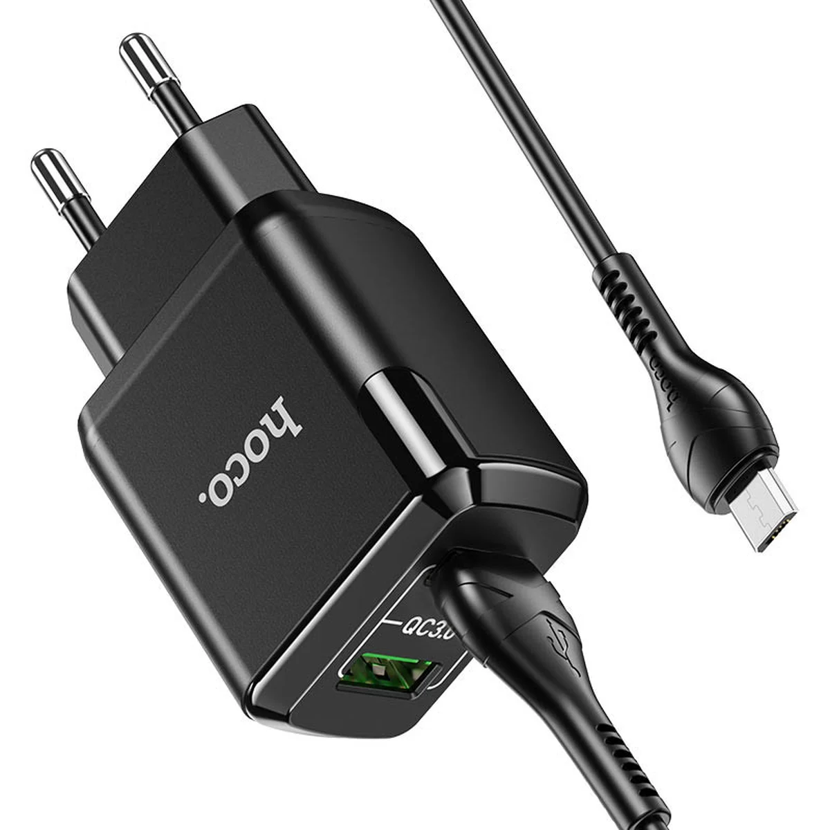 СЗУ HOCO N6 QC3.0 (2USB/3A) + USB - MicroUSB Черный