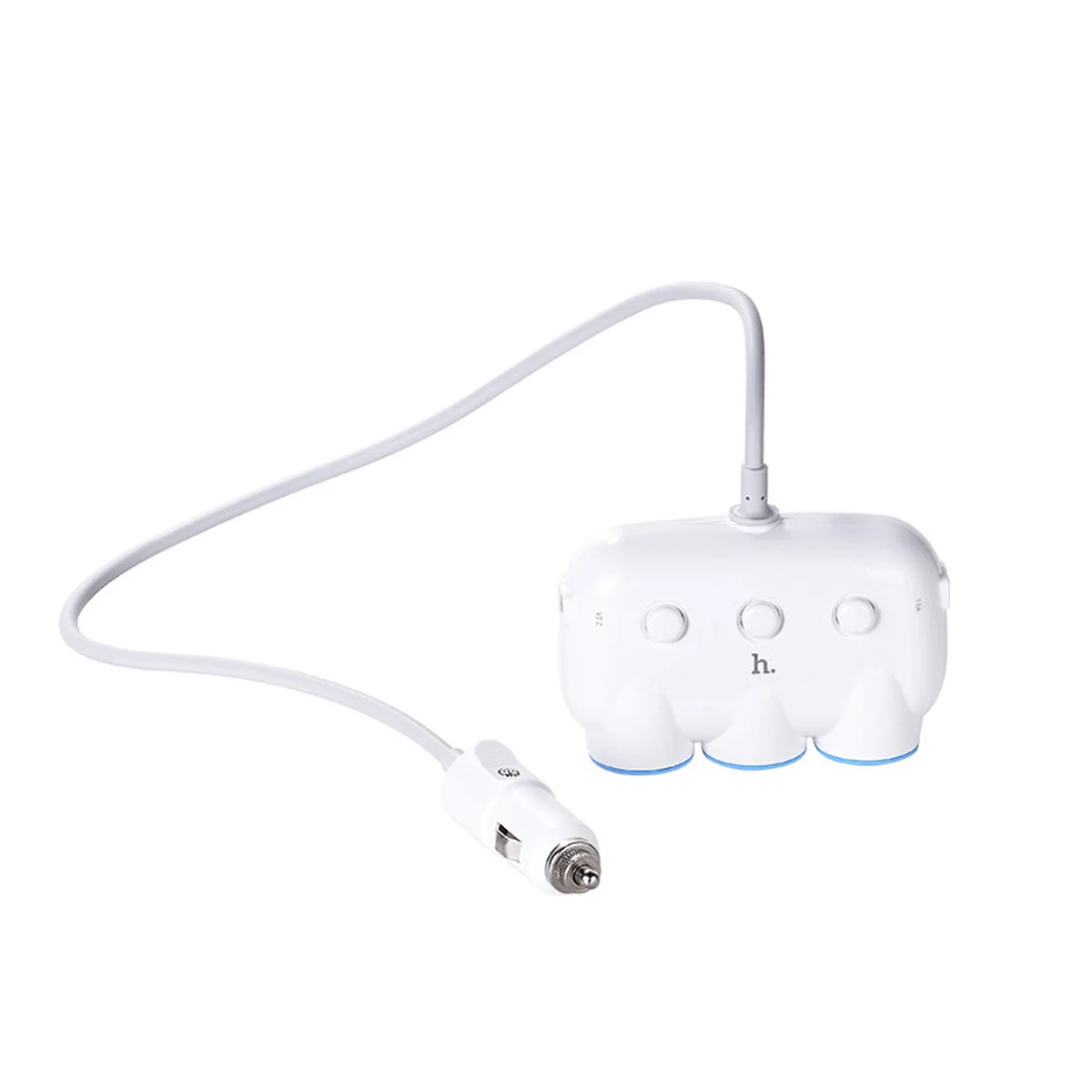 АЗУ з розгалужувачем прикурювача Hoco C1 (3 порти+2USB/3.1A) White