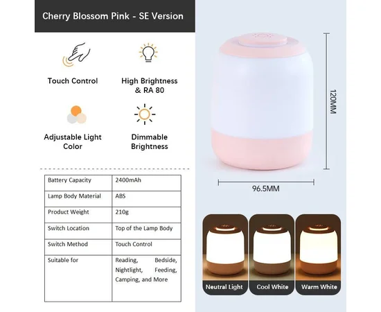 Настольный сенсорный LED светильник 3 colour light MZ-L2701 Pink