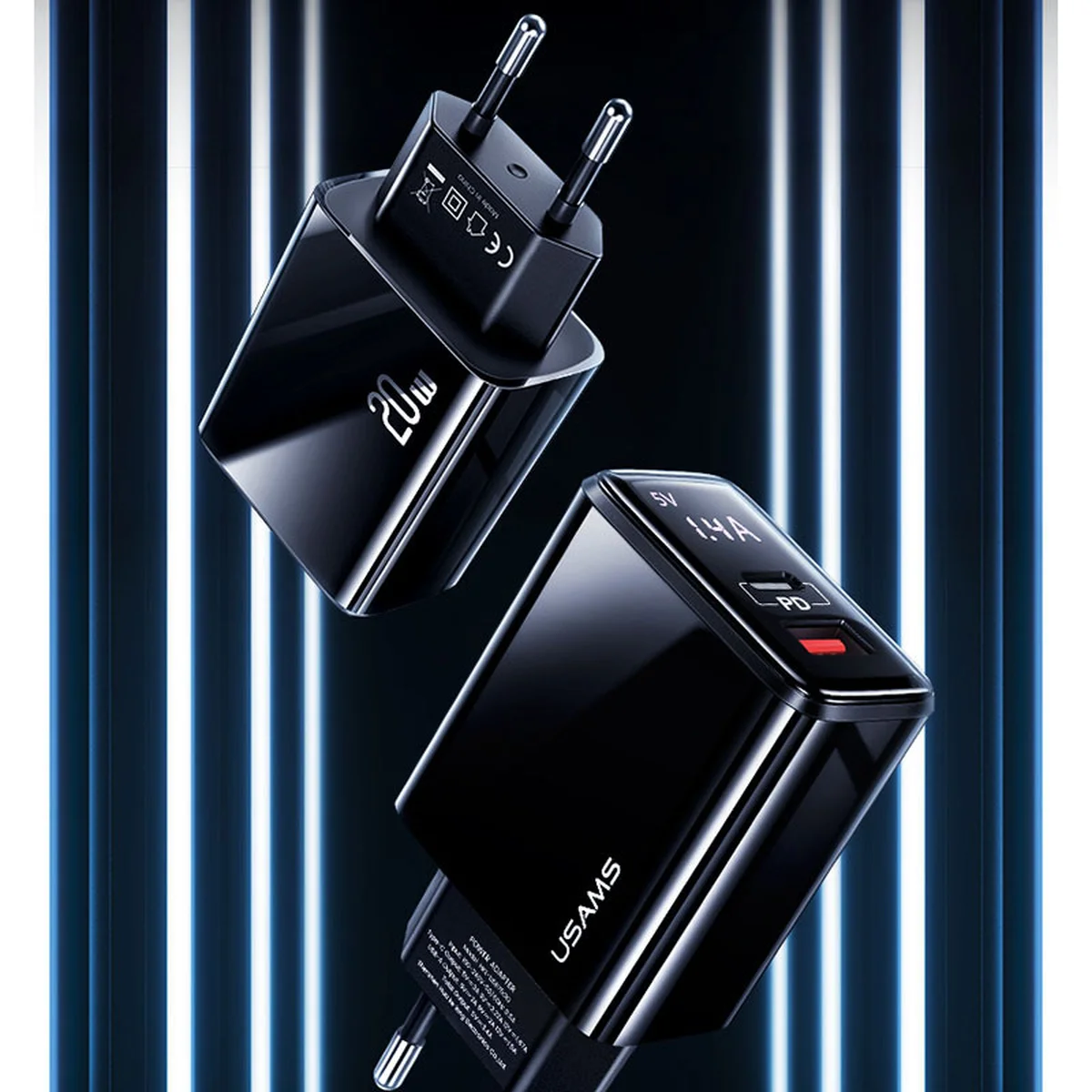 СЗУ Usams US-CC133 T40 QC3.0 + PD 20W Черный