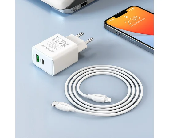 СЗУ Borofone BA67A PD20W+QC3.0 + Type-C + Lightning Білий