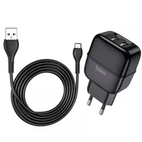 СЗУ HOCO C73A (2USB/2.4A) + Type-C Черный