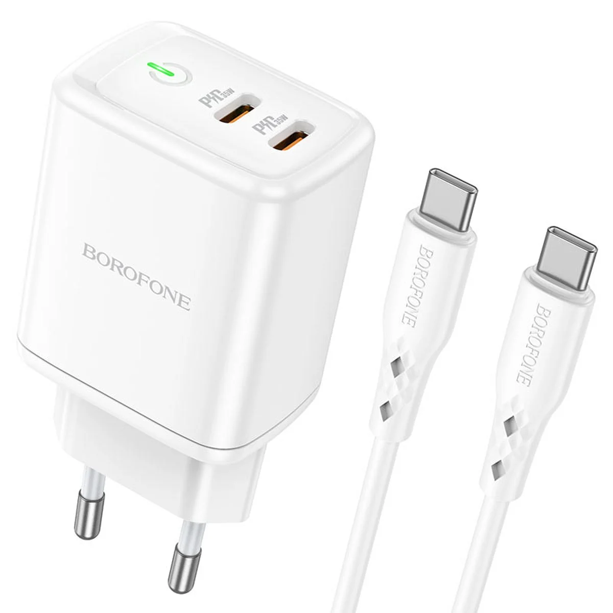 СЗУ Borofone BN9 PD35W (2Type-C) + Type-C to Type-C White