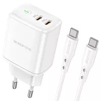 СЗУ Borofone BN9 PD35W (2Type-C) + Type-C to Type-C White