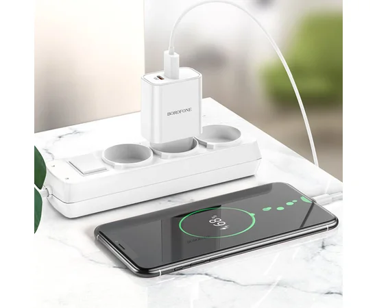 СЗУ Borofone BA55A PD20W+QC3.0 (1USB/1Type-C/3A) Белый