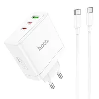 СЗУ Hoco N30 Glory PD65W (2Type-C/1USB) + Type-C to Type-C White