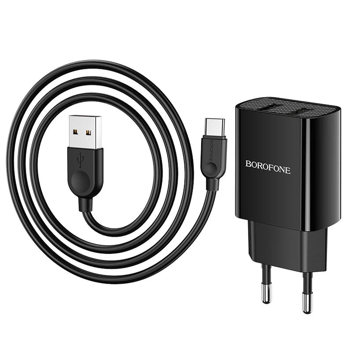 СЗУ Borofone BA53A Powerway (2USB/2.1A) + Type-C Чорний