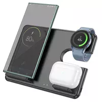 БЗУ Hoco CQ2 Flash folding 3-in-1 wireless fast charger (for Samsung Watch) Black
